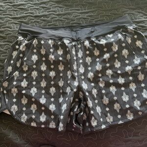 NWT Lands' End Black Swim/Athletic Shorts with White Medallion Print